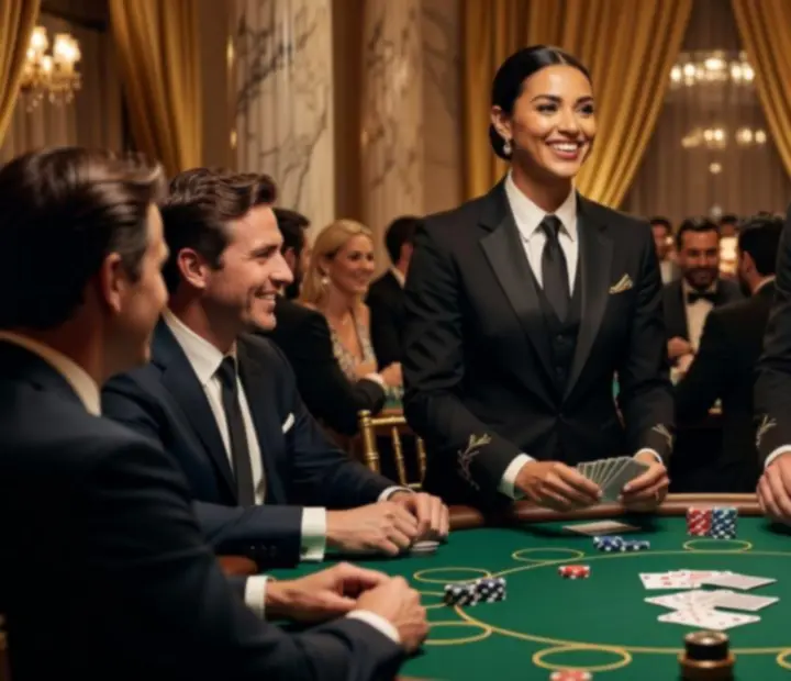Profesjonalni krupierzy i prowadzący wieczór pokerowy